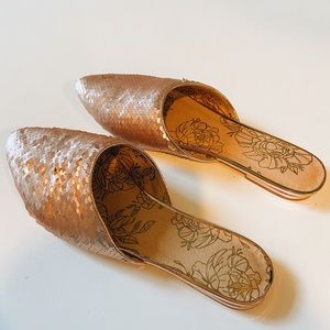Rose Gold Mule Flats